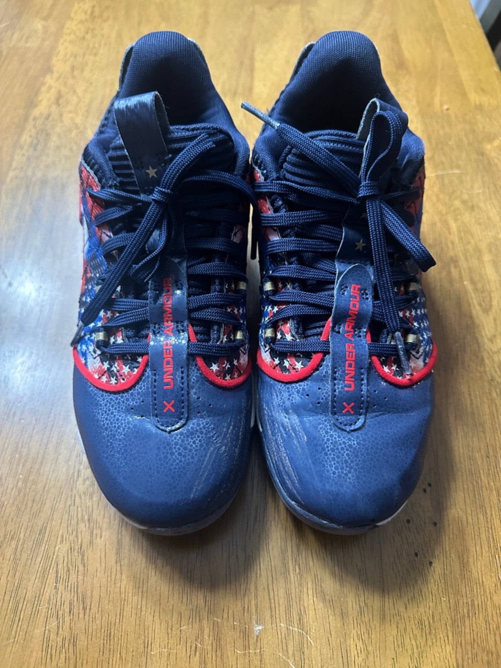 Under Armour Kids Navy and Red Star-Accent Sneakers